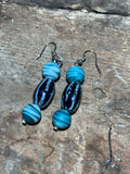 Blue bead earrings.