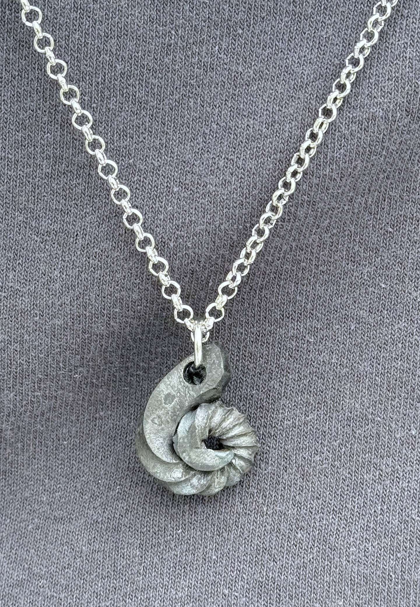 Twisted rams horn forged pendant necklace