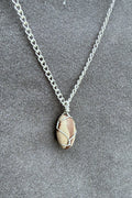 Wire wrapped brown and tan stone necklace