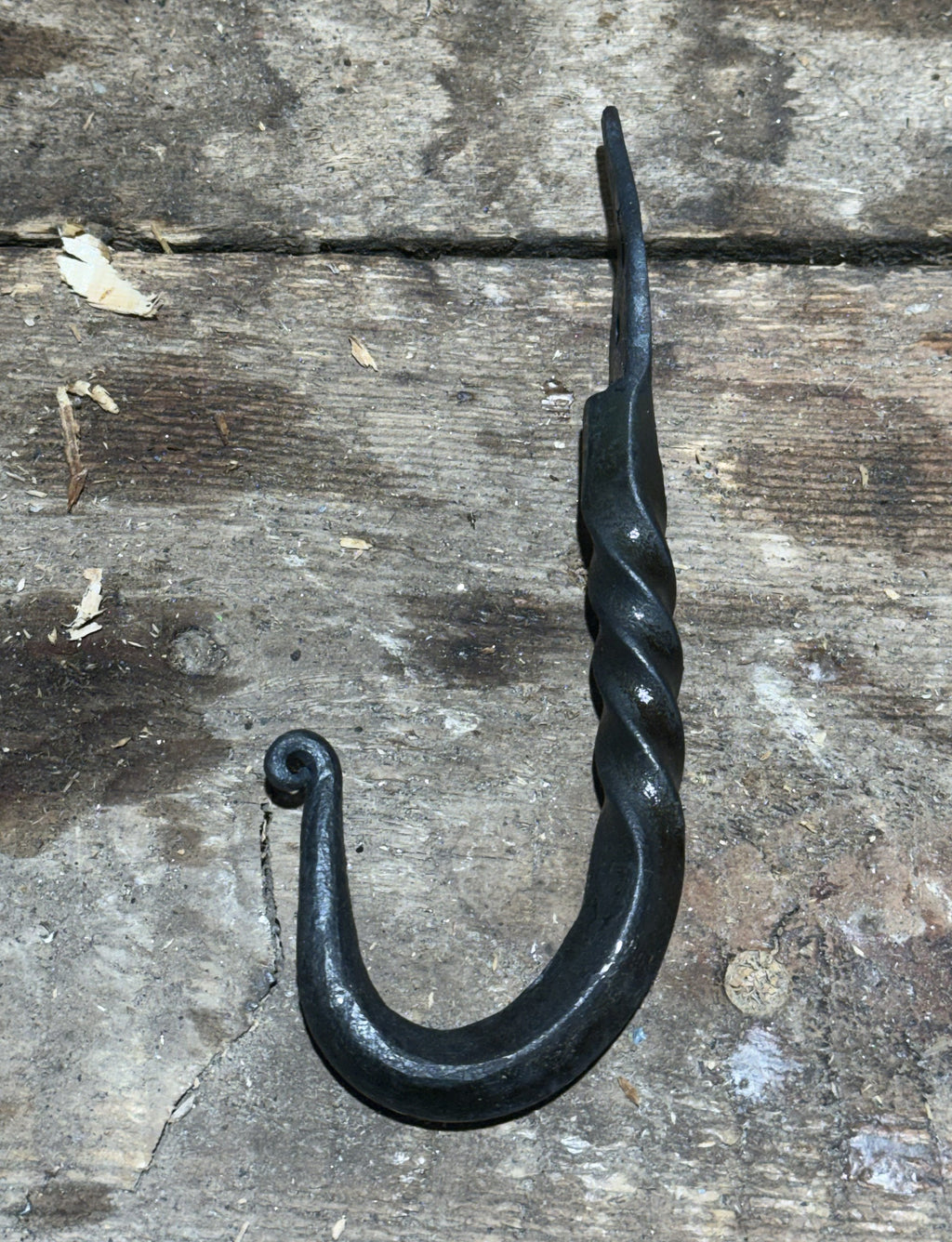 Medium hand forged twisted J hook