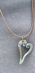 Wire wrapped steel heart necklace
